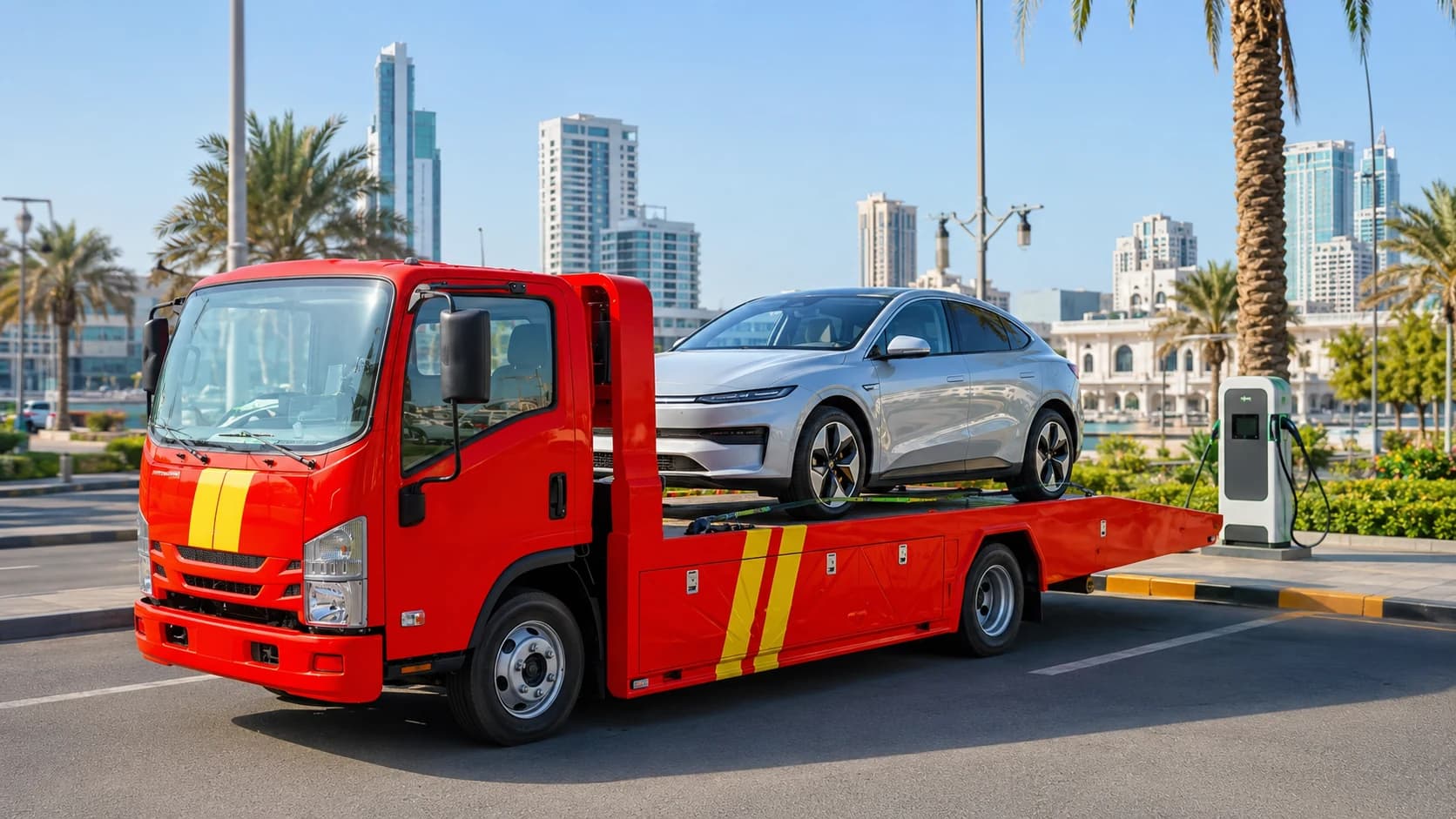 Towing Electric and Hybrid Cars by Flatbed in Jeddah