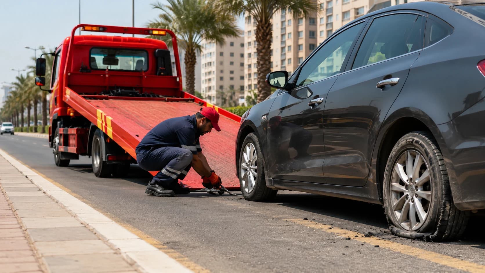 Tire Damage in Jeddah: When You Need Flatbed Towing